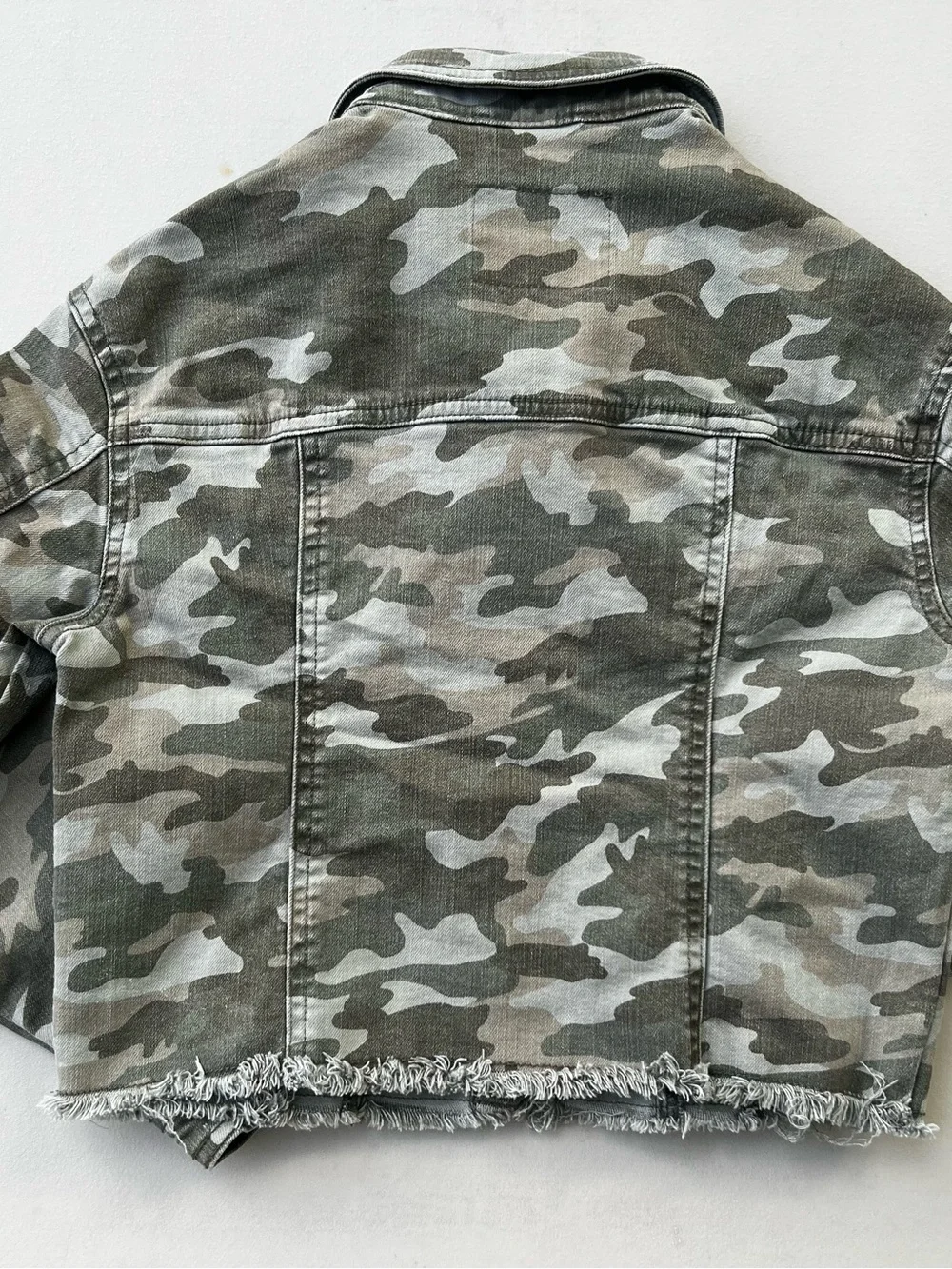 Justice Camo Denim Jacket in Olive and Khaki